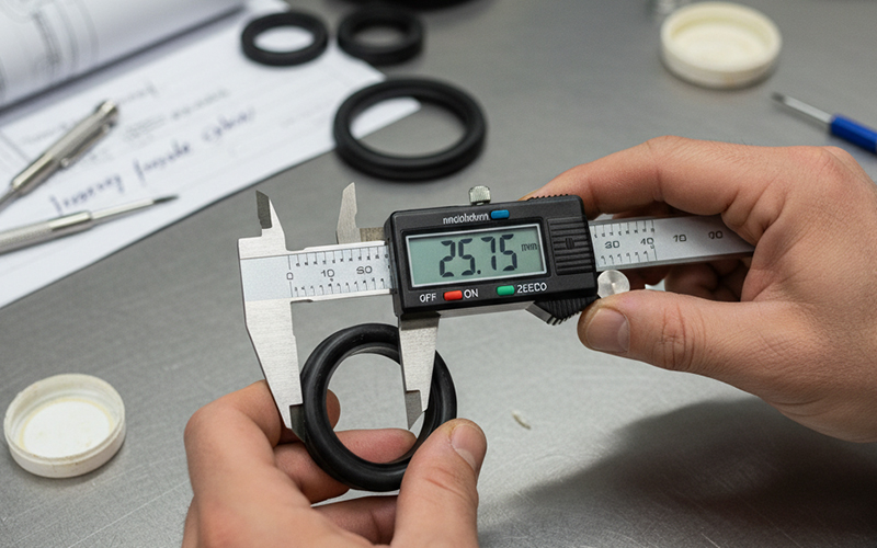 ノギスでの計測風景